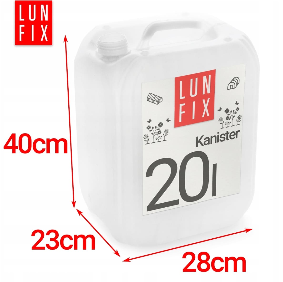 Vattendunk 20L, kanister för dricksvatten, HDPE plast, LunFix - 2