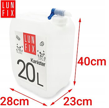 Vattendunk 20L med kran, kanister för dricksvatten, HDPE plast, LunFix