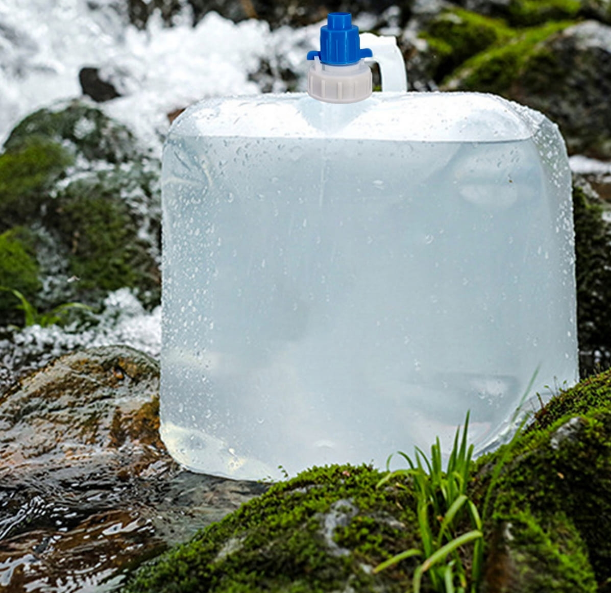 Vattendunk 2st hopfällbara dunkar a 15L för dricksvatten, med kran, PVC plast - 3
