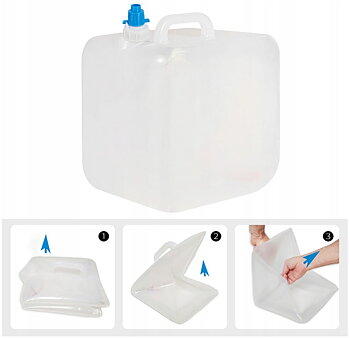 Vattendunk 2st hopfällbara dunkar a 15L för dricksvatten, med kran, PVC plast