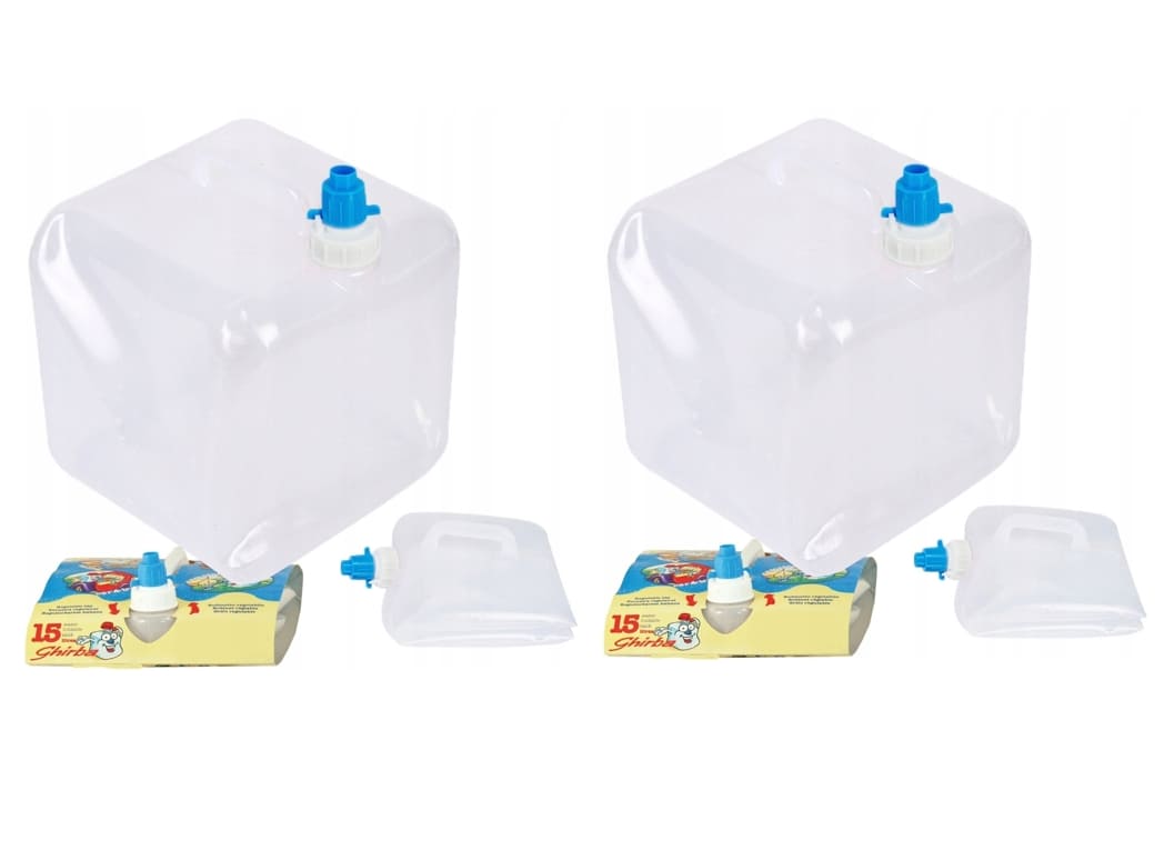 Vattendunk 2st hopfällbara dunkar a 15L för dricksvatten, med kran, PVC plast