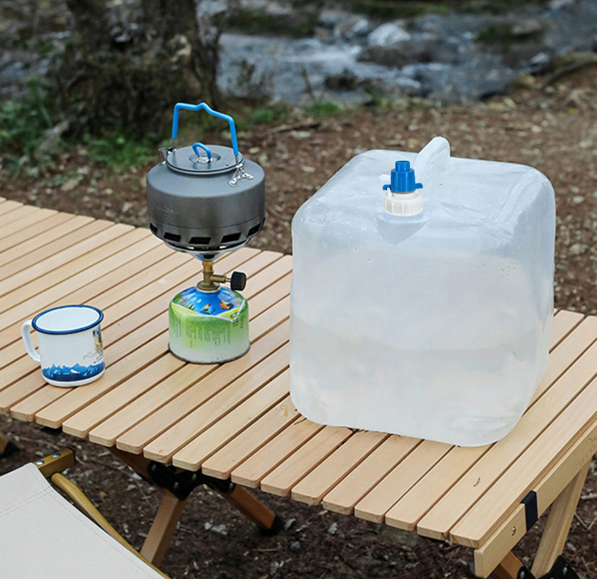 Vattendunk 2st hopfällbara dunkar a 15L för dricksvatten, med kran, PVC plast - 4