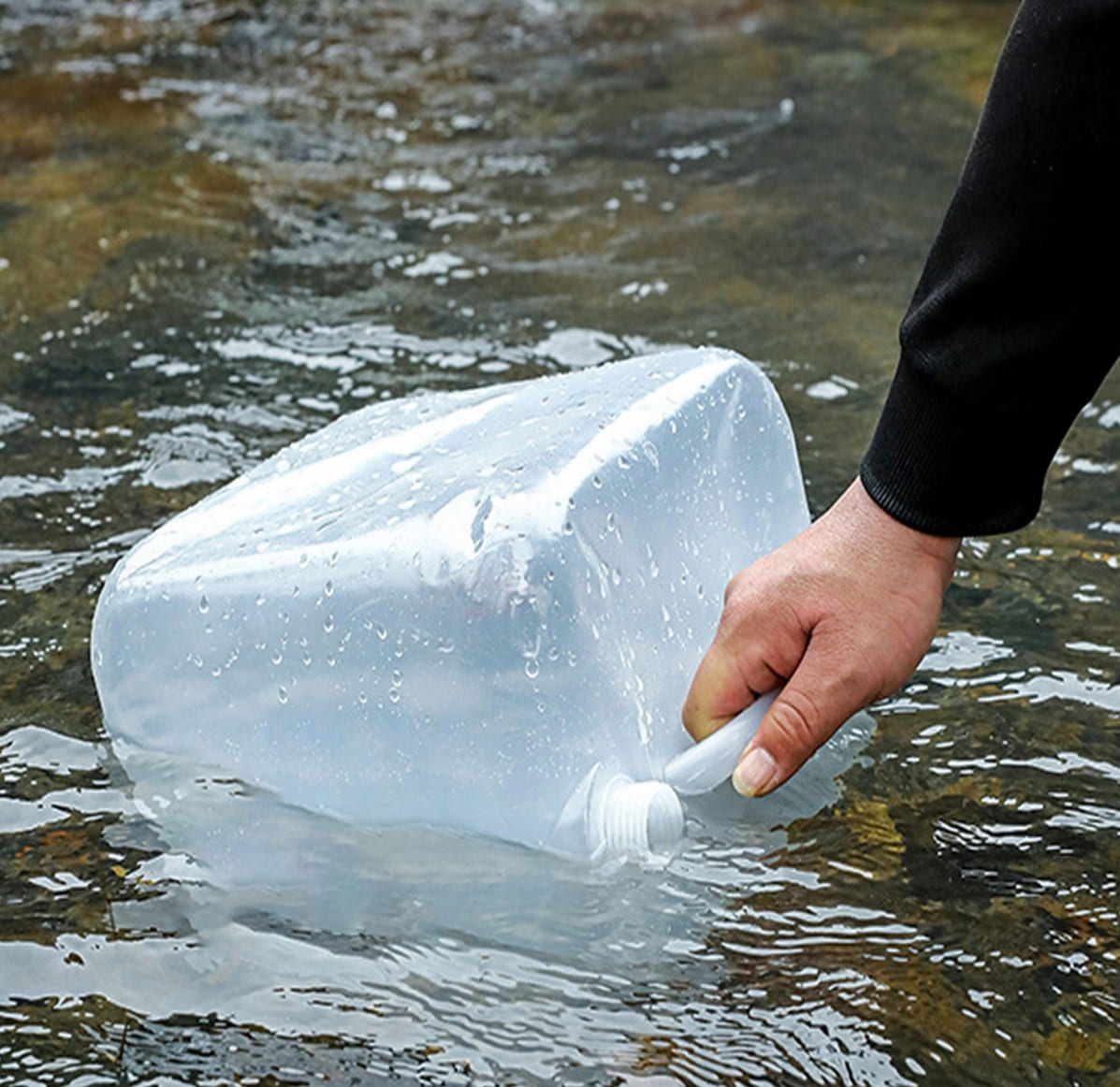 Vattendunk 2st hopfällbara dunkar a 15L för dricksvatten, med kran, PVC plast - 5