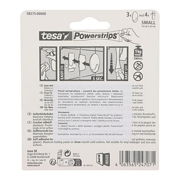 Tesa Adhesive Hooks Powerstrips 3 pcs Small Black