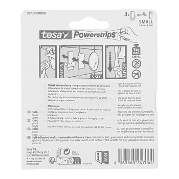 Tesa Adhesive Hooks Powerstrips 3 pcs Rectangular Small Black