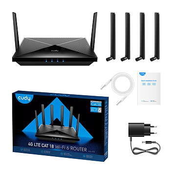 Router WiFi 6e AX1800 CAT18, Dual SIM, WAN 4G LTE 5 band Open WRT, Cudy LT18