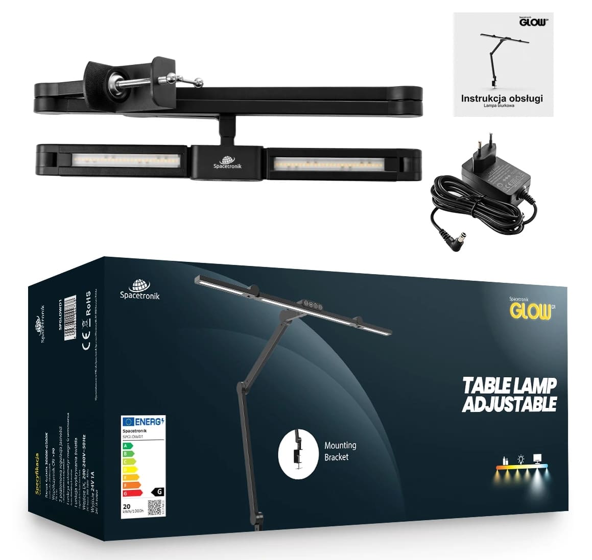 Spacetronic Skrivbordsritlampa Spacetronik Glow D13 LED, Justerbar Svart 24W, Spacetronik - 11