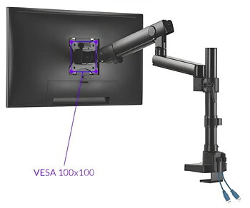 Spacetronic Monitorarm, skärmhållare, skärmarm justerbar, för skrivbord 514 mm, 2 USB 3.0-portar, Spacetronik