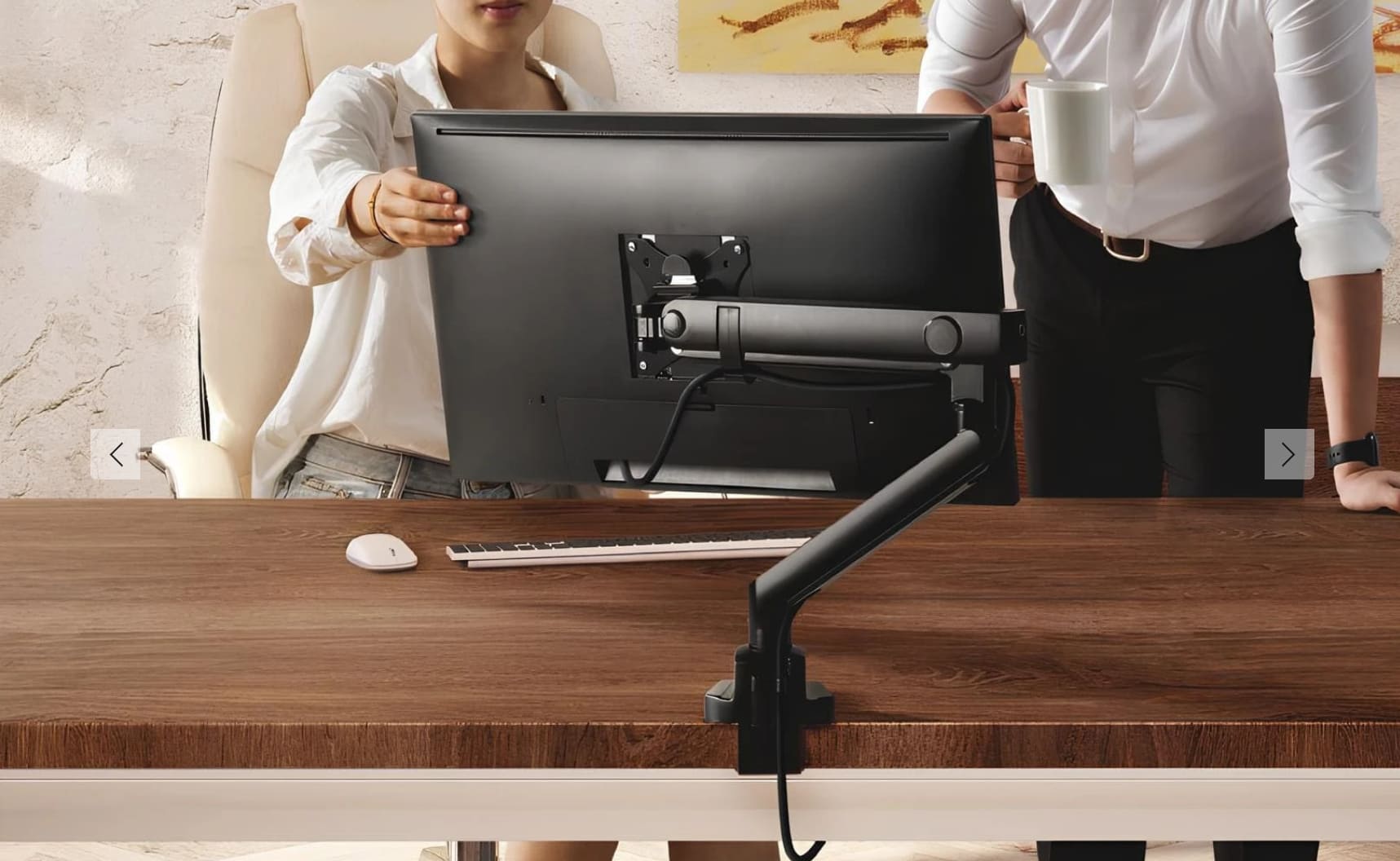 Spacetronic Monitorarm, skärmhållare, skärmarm justerbar, för skrivbord 514 mm, 2 USB 3.0-portar, Spacetronik - 2