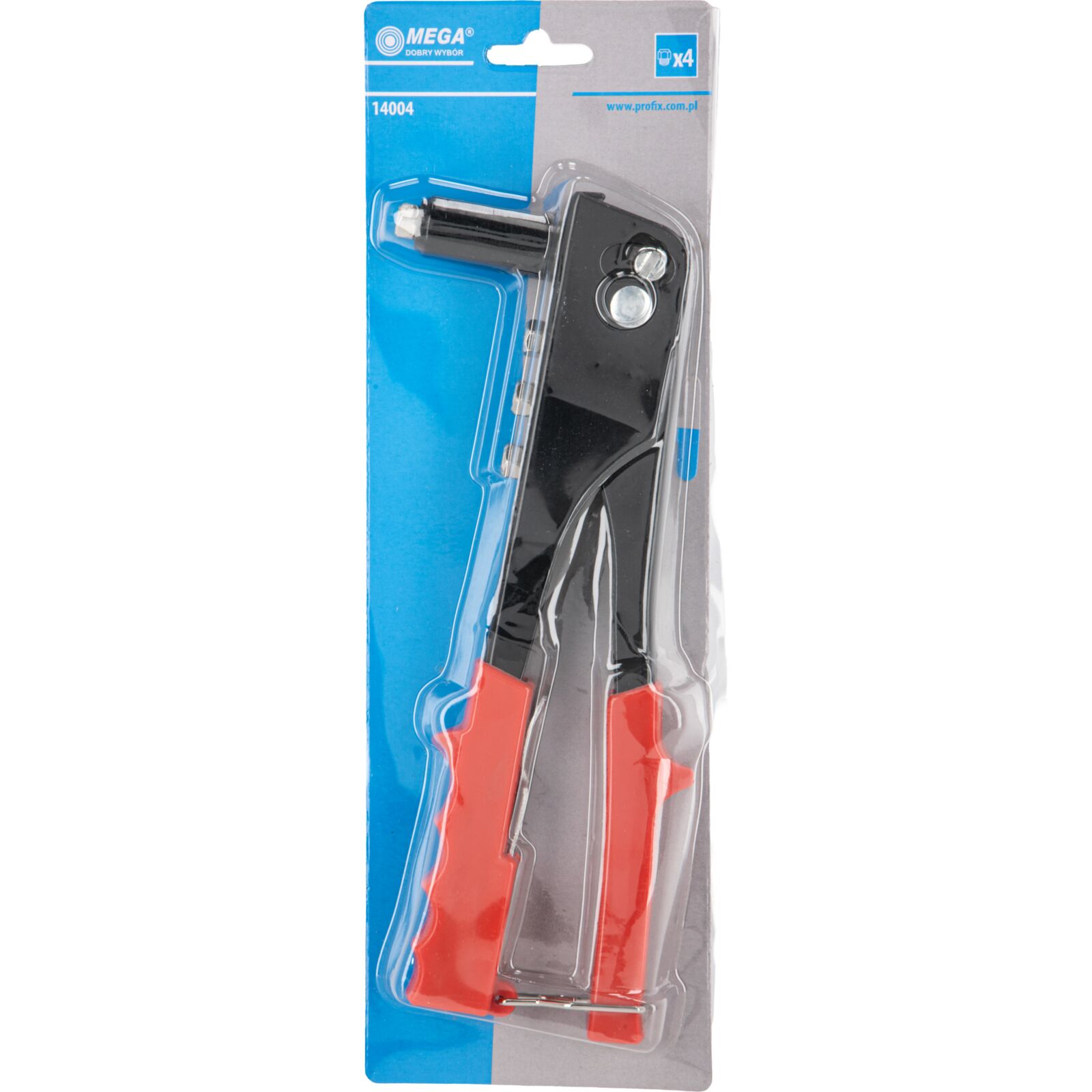 Mega Blindnittång, stål, svart med röda plastskydd, 3 munstycken, popnit st. ar 2.4, 3.2, 4.0, 4.8 mm - 7