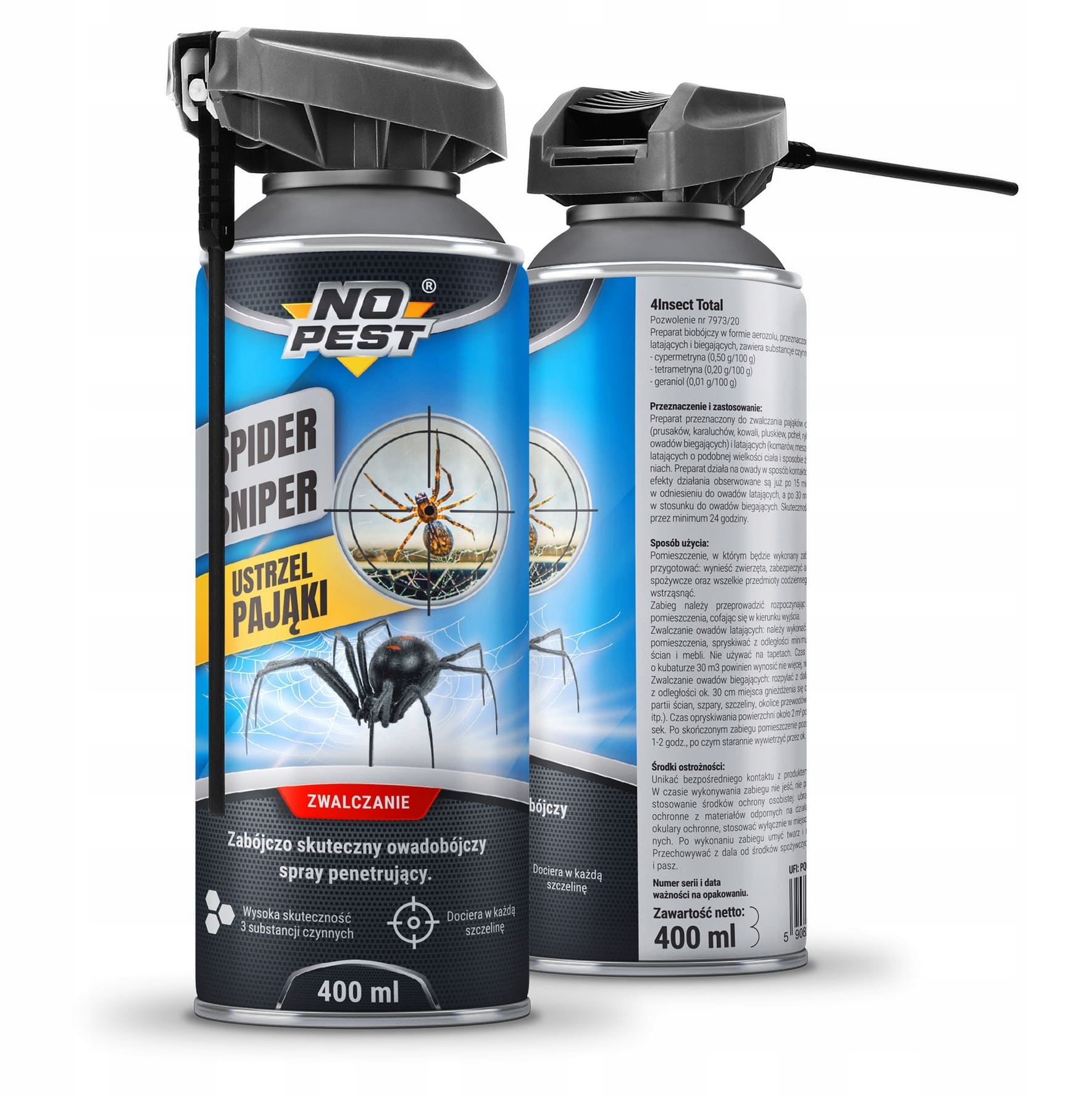 Insektsspray, flugspray, effektiv aerozol mot krypande och flygande insekter, Spider Sniper No-Pest - 7