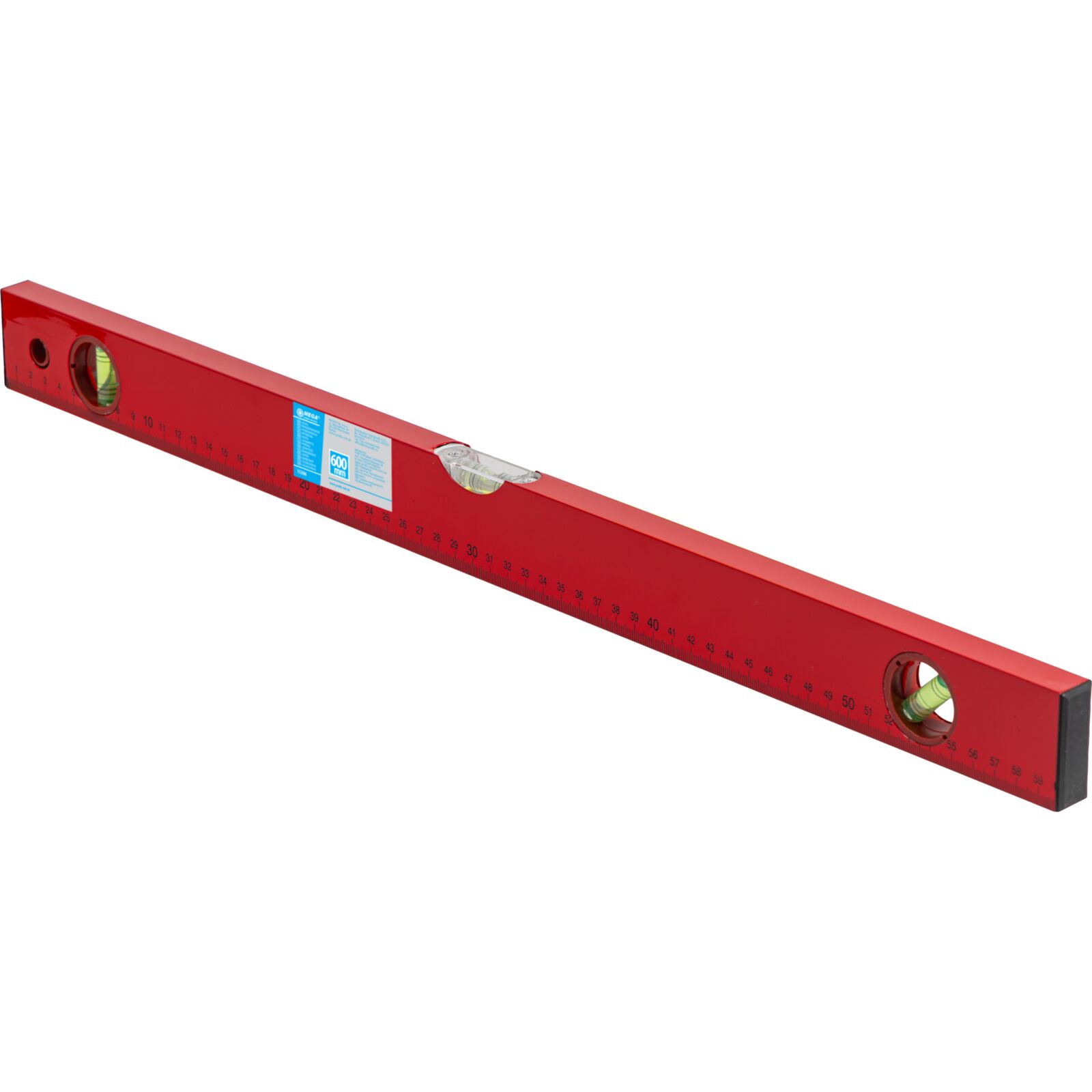 Profix Vattenpass, pulverlackat röd, aluminium och plast, med linjal på sidan (metrisk), 3 libeller, 60 cm - 6