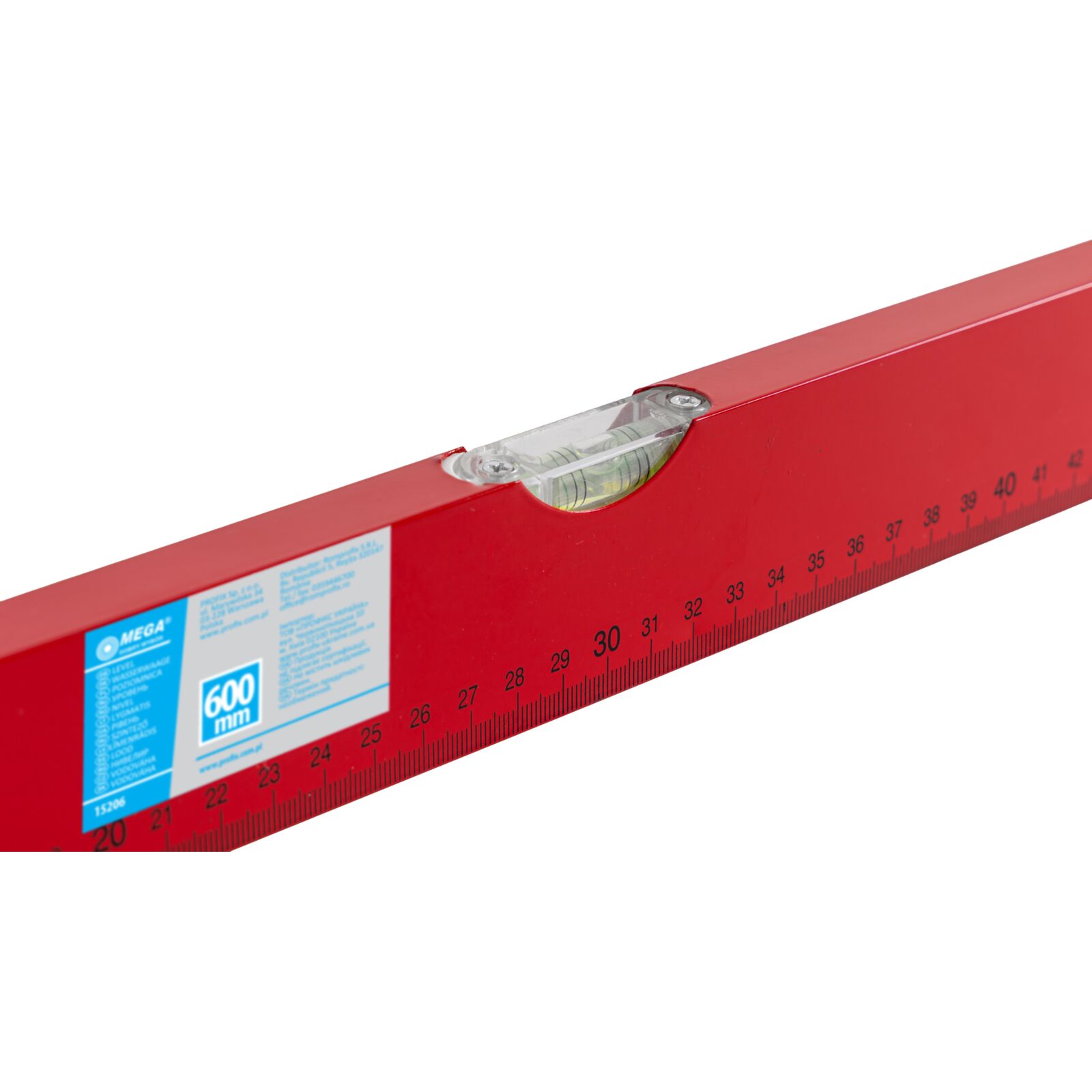 Profix Vattenpass, pulverlackat röd, aluminium och plast, med linjal på sidan (metrisk), 3 libeller, 60 cm - 3
