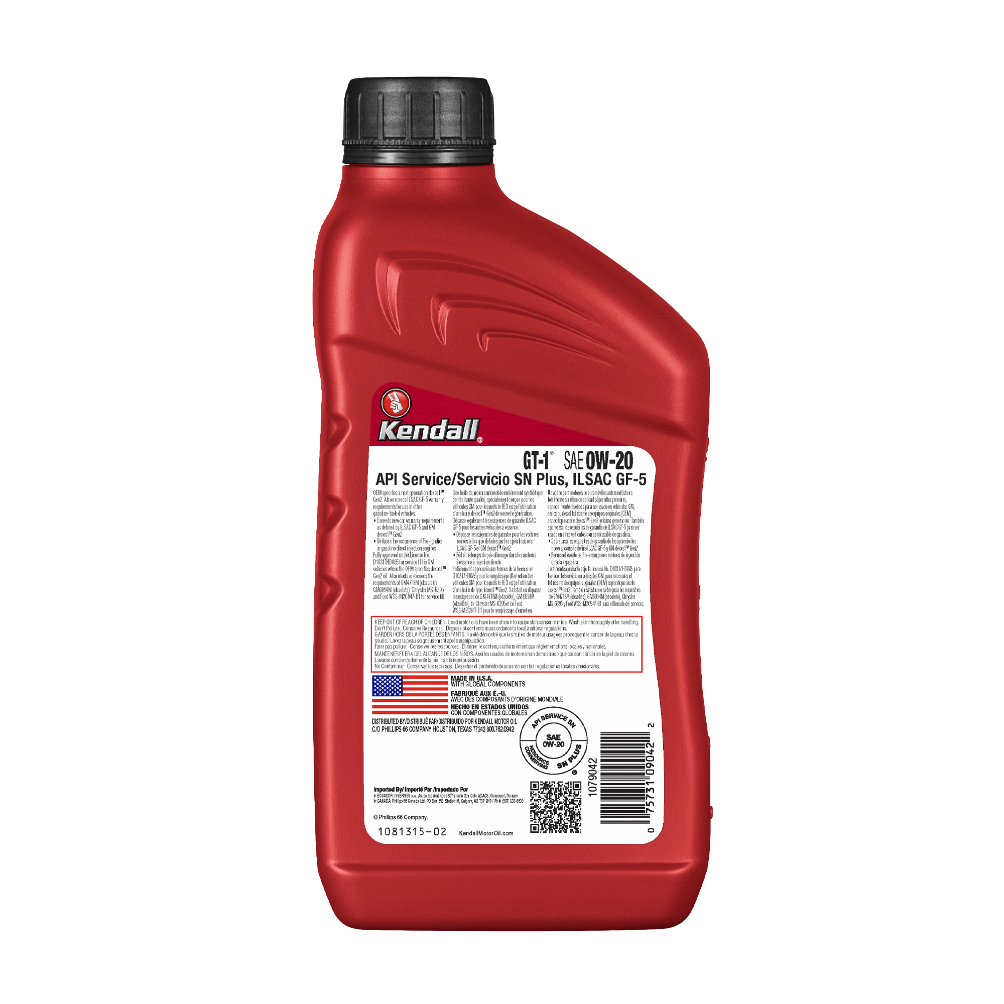 Kendall GT-1 Dexos1 FS 0W-20 1Qt 0,946 L - 2