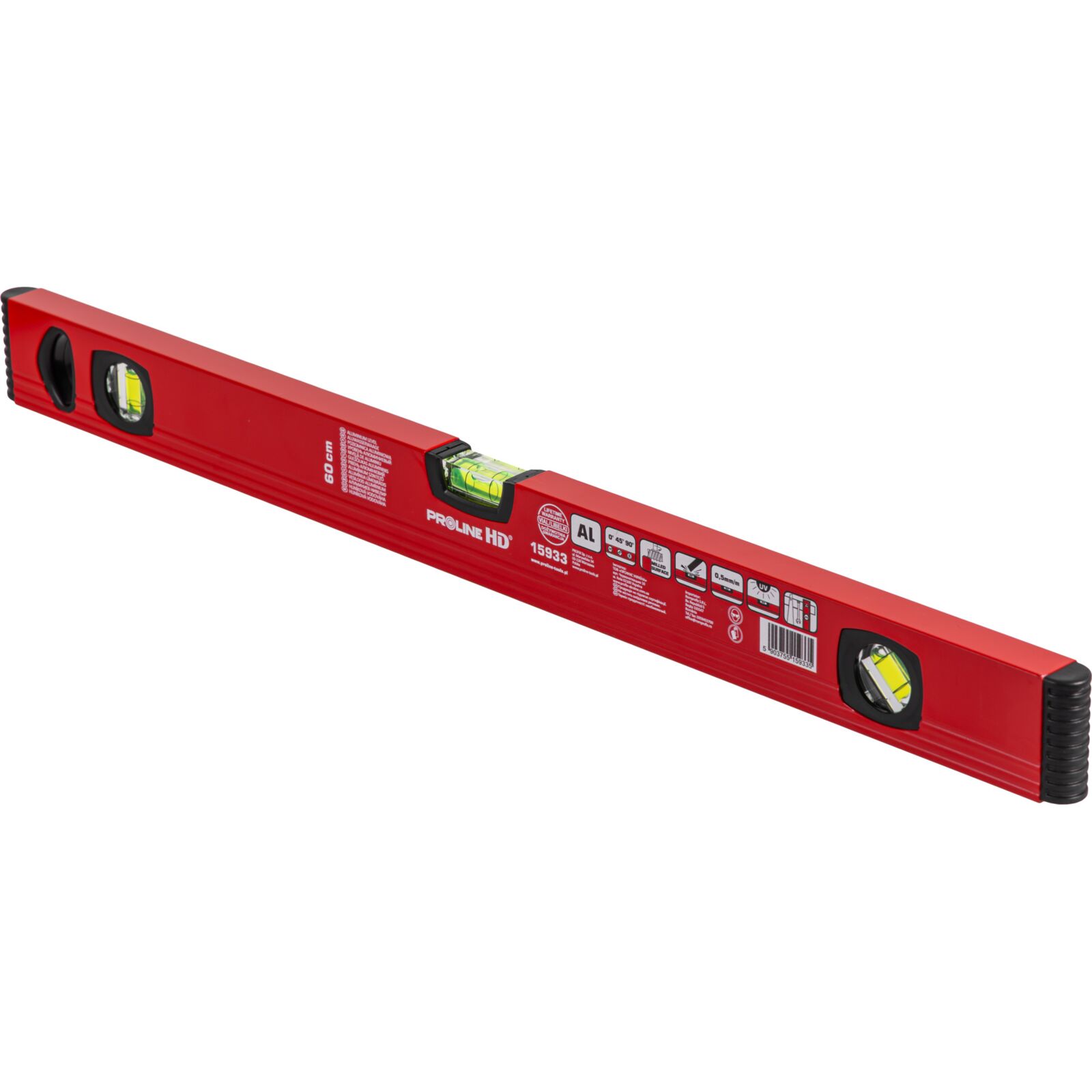 PROLINE TOOLS HD Vattenpass Aluminium 60 cm, Rostfri Magnetisk 2 Magneter, Pulverlackat, Kapro - 2
