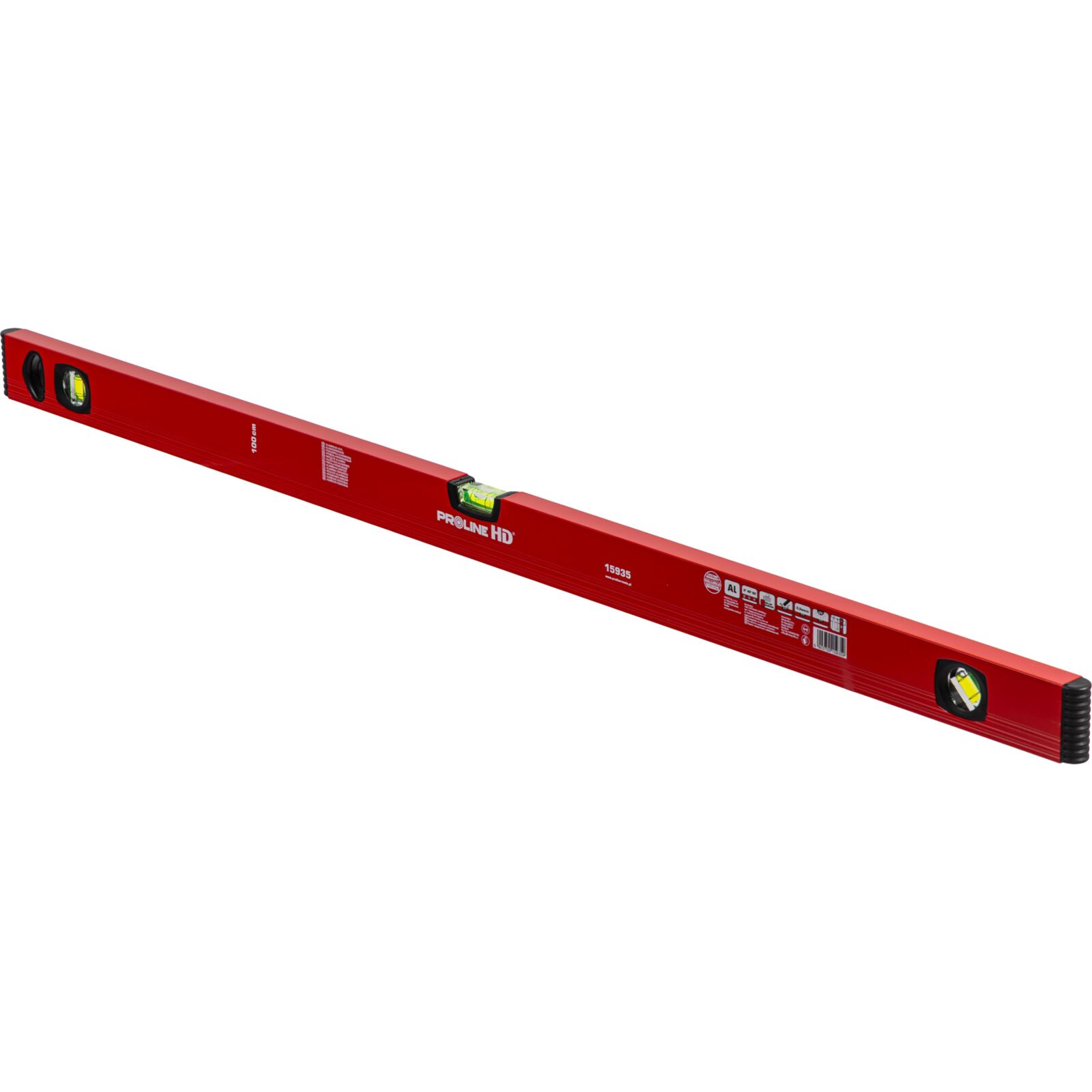 PROLINE TOOLS HD Vattenpass Aluminium 100 cm, Rostfri Magnetisk 2 Magneter, Pulverlackat, Kapro - 2