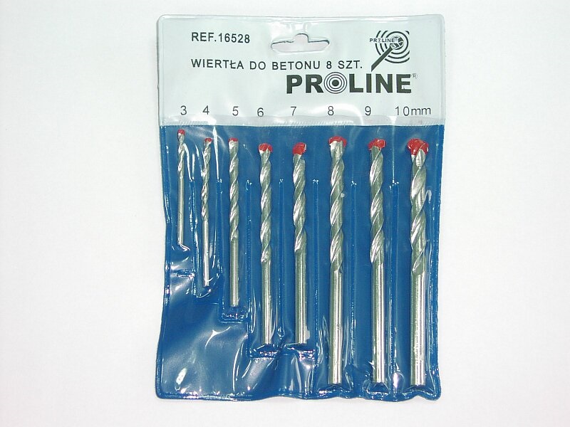 8 st Betongborr, Sats, . Contents: 3 x 60; 4 x 75; 5 x 75; 6 x 100; 7 x 120; 8 x 120; 9 x 120; 10 x 120 mm. Betongborr Chrome Plated with Carbide Tips Painted in Red.