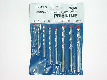 8 st Betongborr, Sats, . Contents: 3 x 60; 4 x 75; 5 x 75; 6 x 100; 7 x 120; 8 x 120; 9 x 120; 10 x 120 mm. Betongborr Chrome Plated with Carbide Tips Painted in Red.
