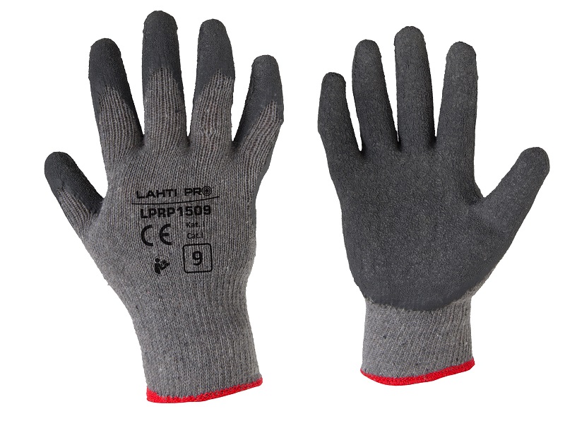 LahtiPro Gloves Latex Grey L210308 P, 12 Pairs, 8 , CE, LAHTI (Handskestorlek : 9 [L] Handlängd 19,2cm Omkrets 22,9cm)