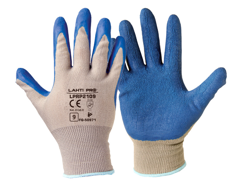 LahtiPro Gloves Latex Blue-Grey L210407P, 12 Pairs, 7 , CE, LAHTI (Handskestorlek : 9 [L] Handlängd 19,2cm Omkrets 22,9cm)