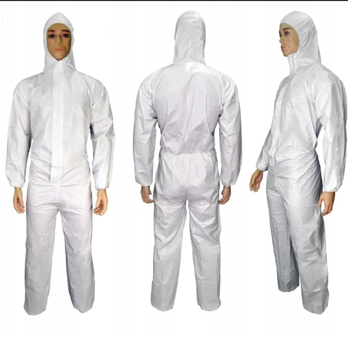 4st Skyddsoverall vit, kemskyddsoverall, 55G/M2 (Storlek : 2XL)