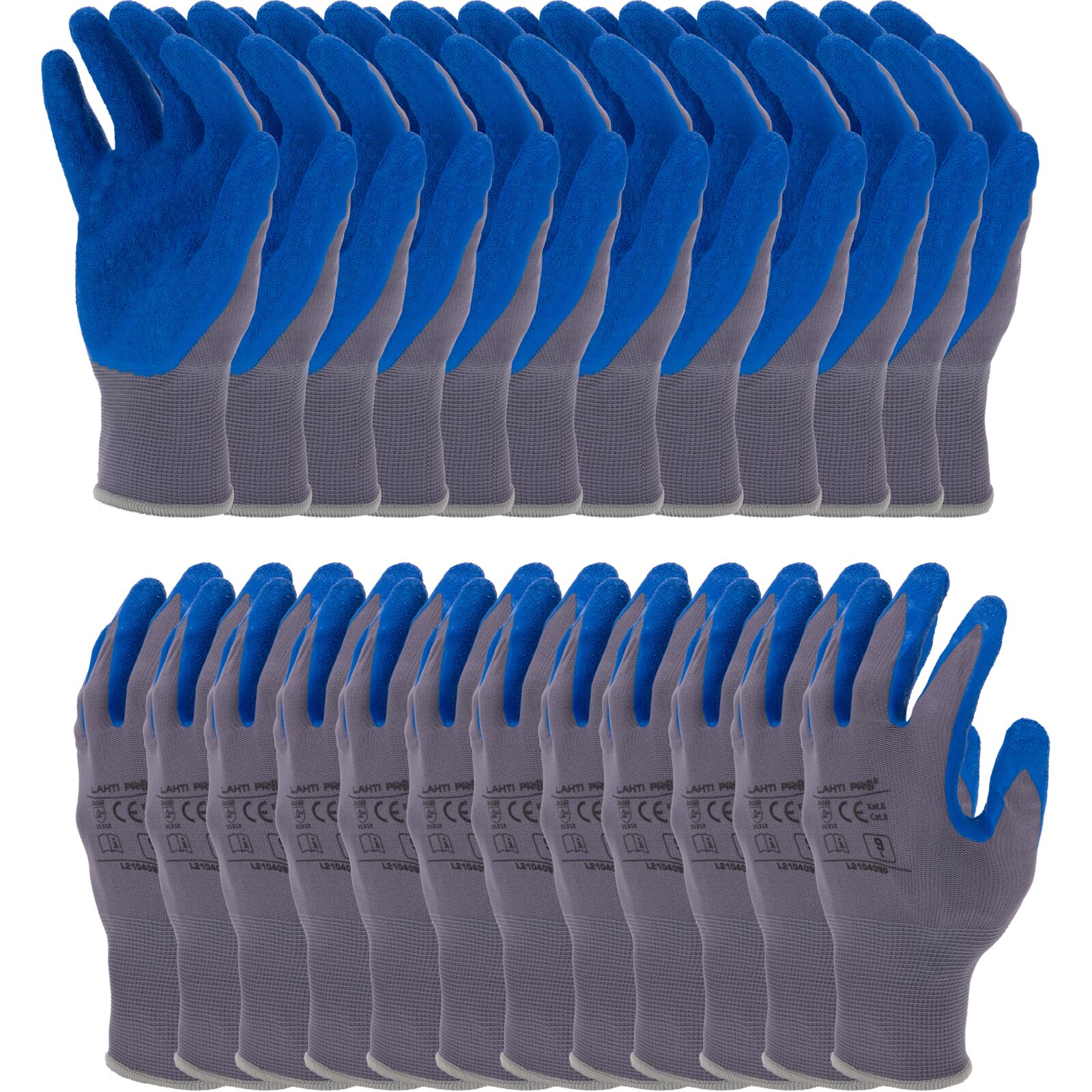 LahtiPro Gloves Latex Blue-Grey L210407P, 12 Pairs, 7 , CE, LAHTI (Handskestorlek : 10 [XL] Handlängd 20,4cm Omkrets 25,4cm) - 2