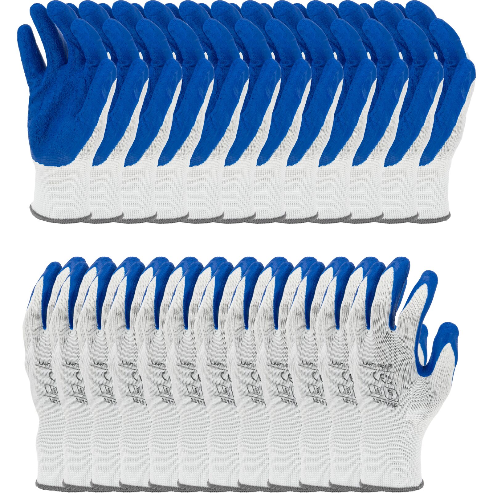 LahtiPro Gloves Latex Navy-White L211109P, 12 Pairs, 9 , CE, LAHTI - 6