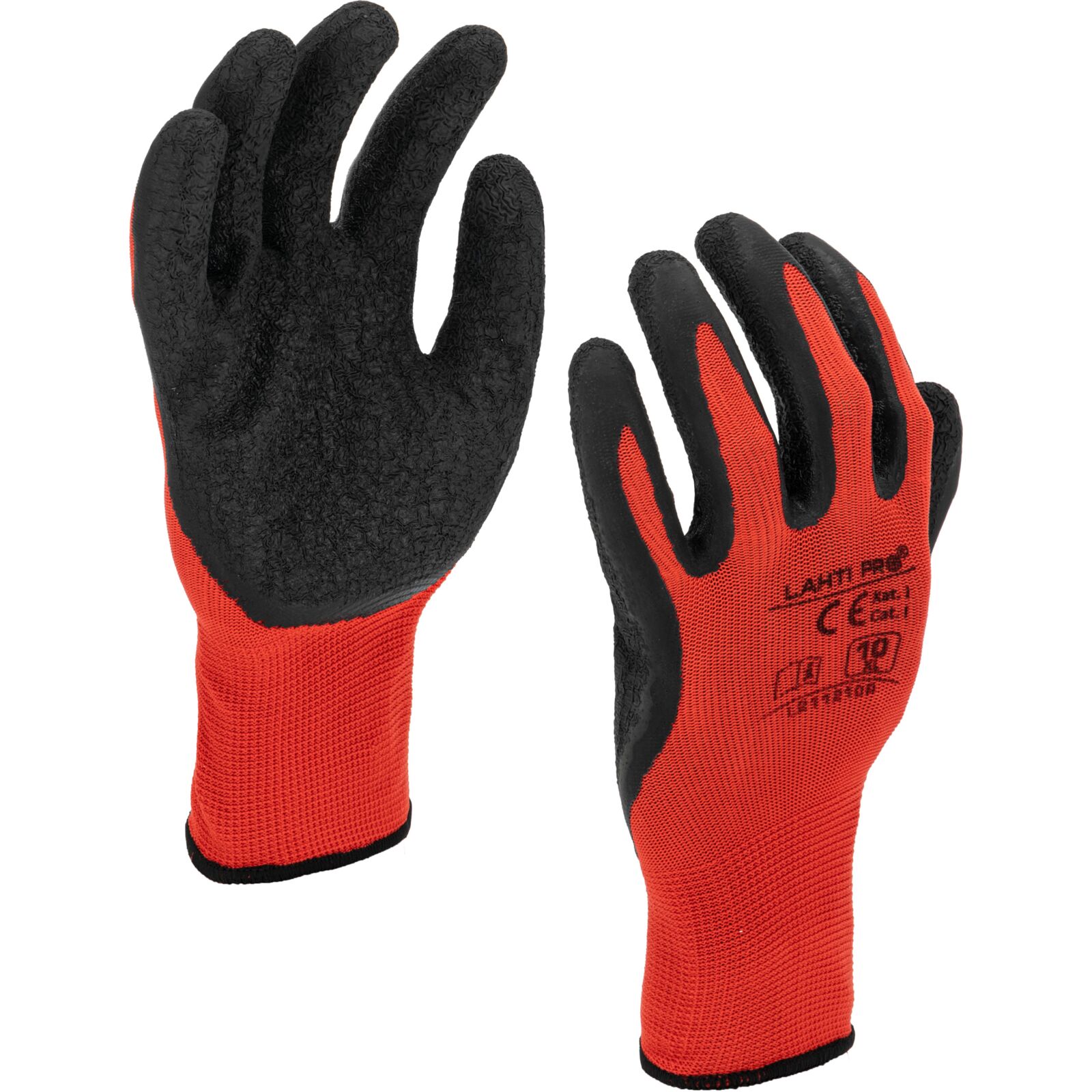 LahtiPro Gloves Latex Black-Red L211207P, 12 Pairs, 7, CE, LAHTI - 10 [XL] Handlängd 20,4cm Omkrets 25,4cm - 8