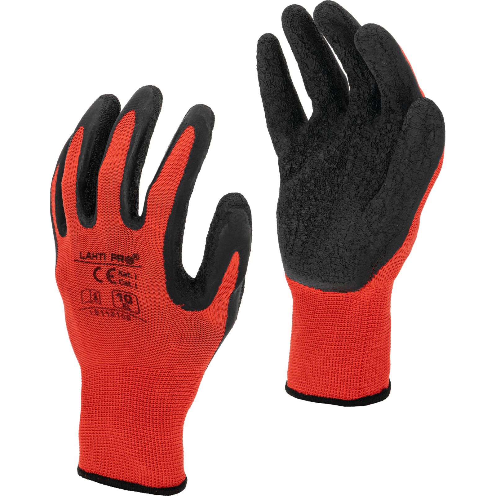 LahtiPro Gloves Latex Black-Red L211207P, 12 Pairs, 7, CE, LAHTI (Handskestorlek : 10 [XL] Handlängd 20,4cm Omkrets 25,4cm) - 7