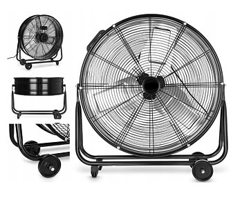 Kraftfull industrifläkt 61 cm (24) 220W, golvmodell med hjul, svart pulverlackad, 1300rpm, 12000 m3/h, Bestfan