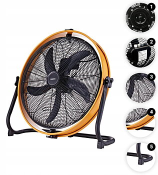Stor kraftfull mobil industrifläkt 50 cm 130W, trumfläkt golvmodell, svart pulverlackad, 6480m³/h, EBERG EBF 20