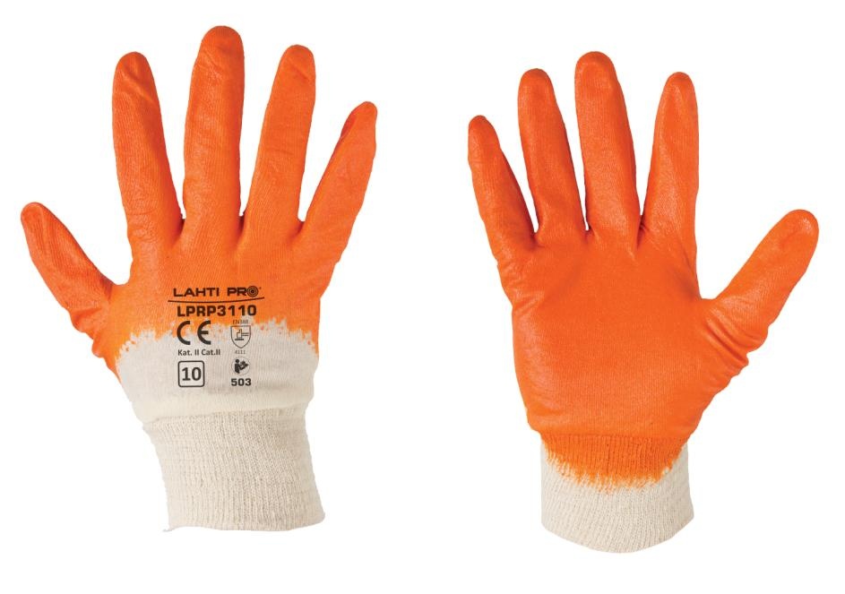 LahtiPro Gloves Nitryl Yell-White L220109P, 12 Pairs, 9 , CE, LAHTI