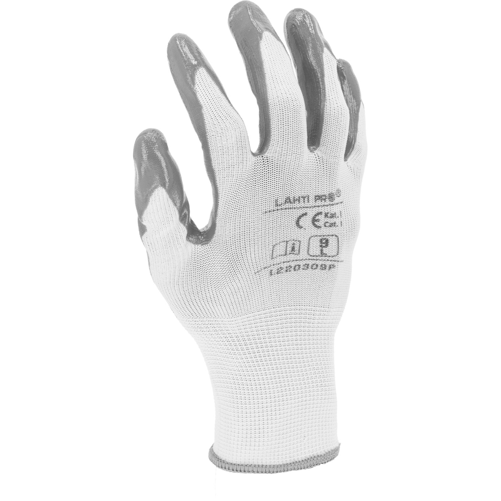 LahtiPro Gloves Nitrile Grey-White L220309P, 12 Pairs, 9 , CE, LAHTI - 6