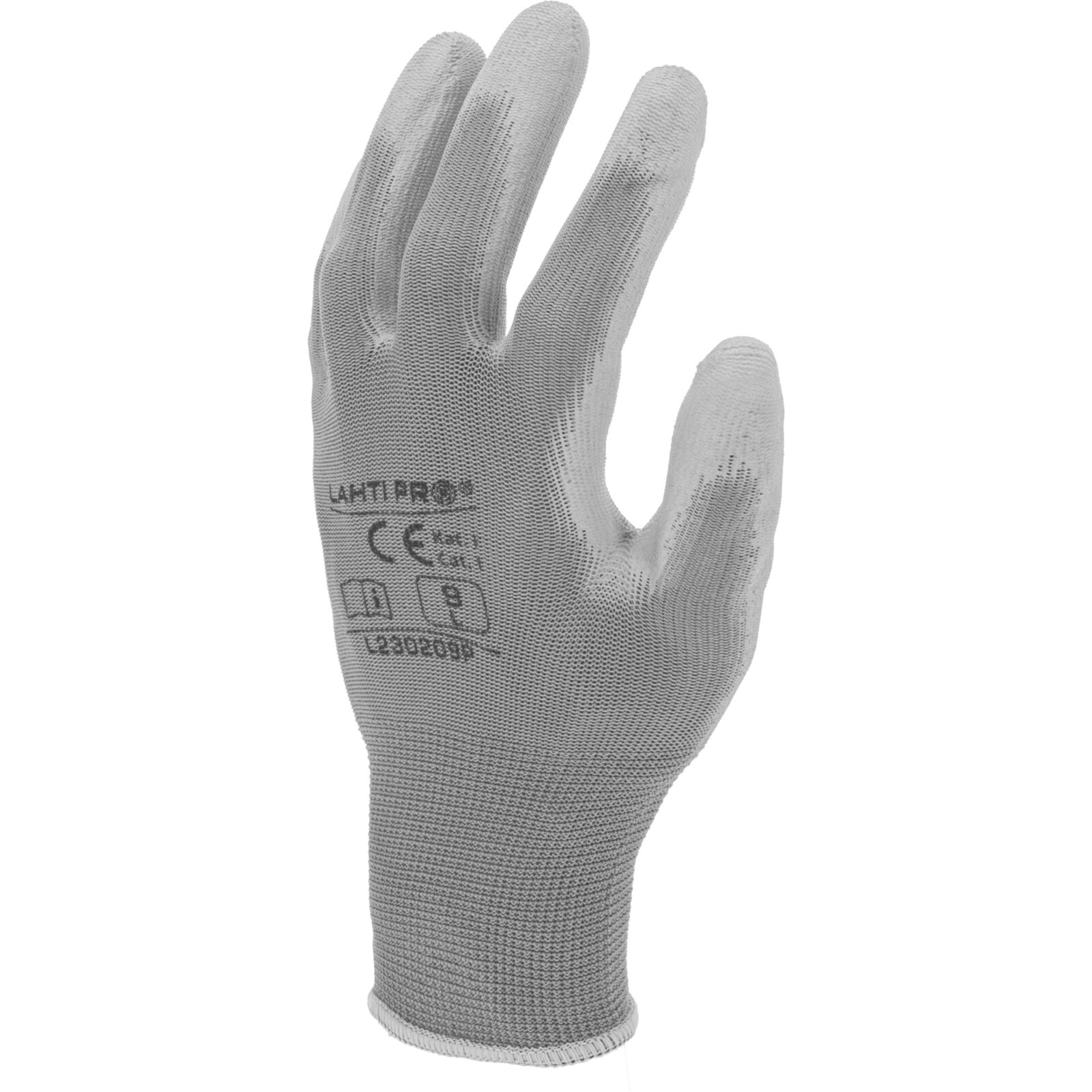 LahtiPro Handskar poliuretan grå L230209P, 12 PAIRS, 9 , CE, LAHTI - 3
