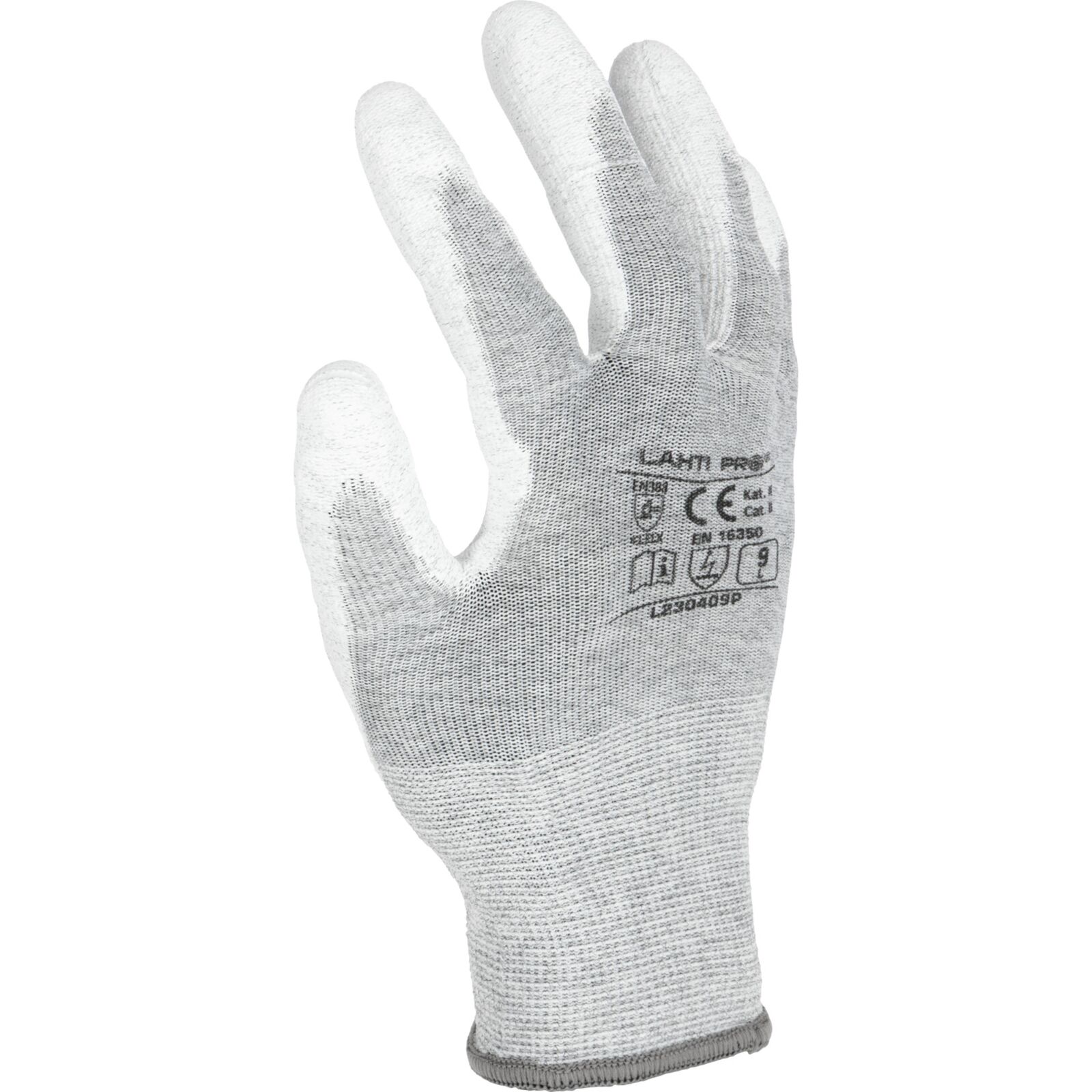LahtiPro Gloves Pu Antistat. White L230409P, (Butiksförp.), 9 , CE, LAHTI - 2