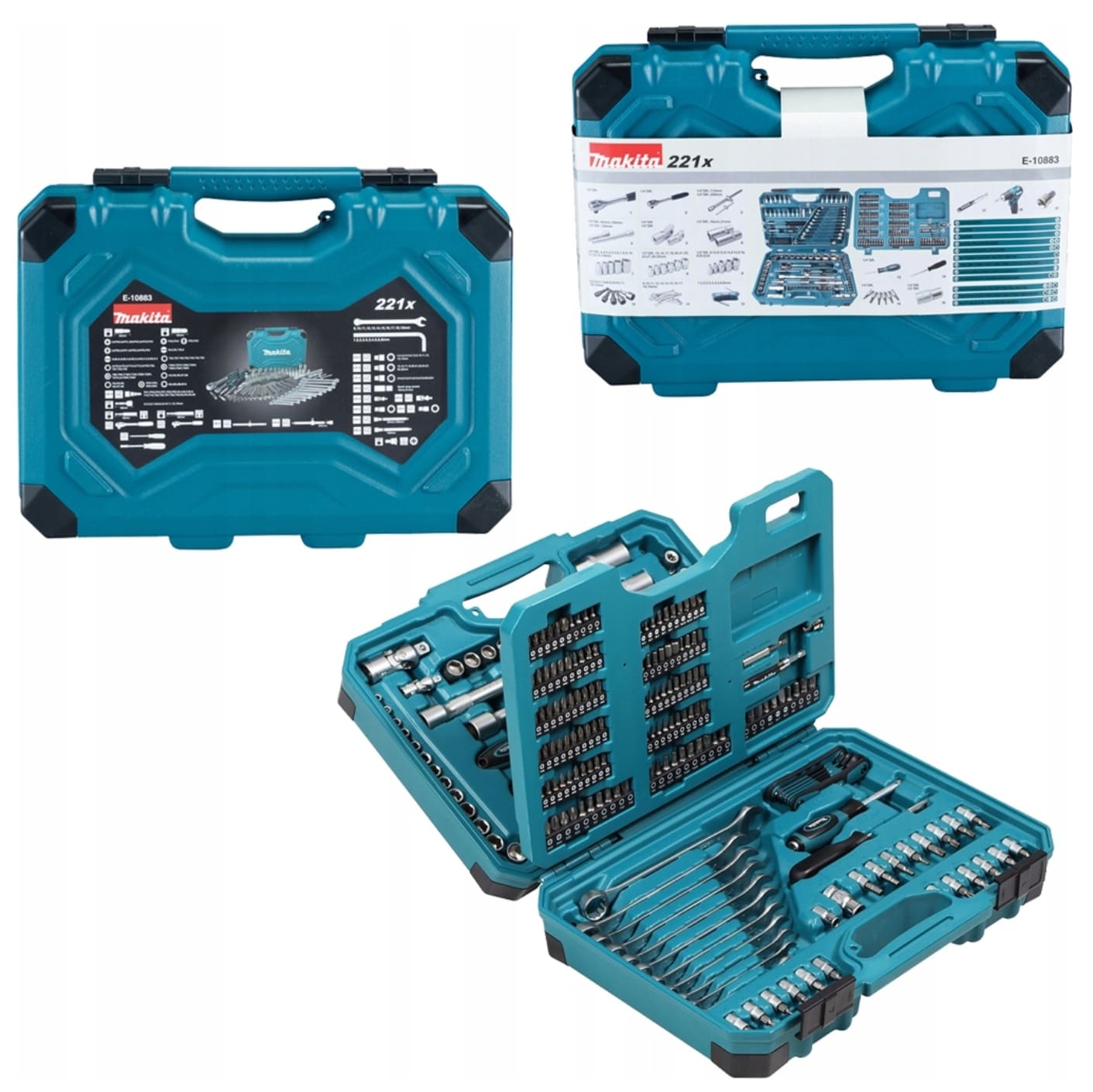 Handverktygssats, verktygsväska med 221 verktryg, MAKITA E-10883 - 2
