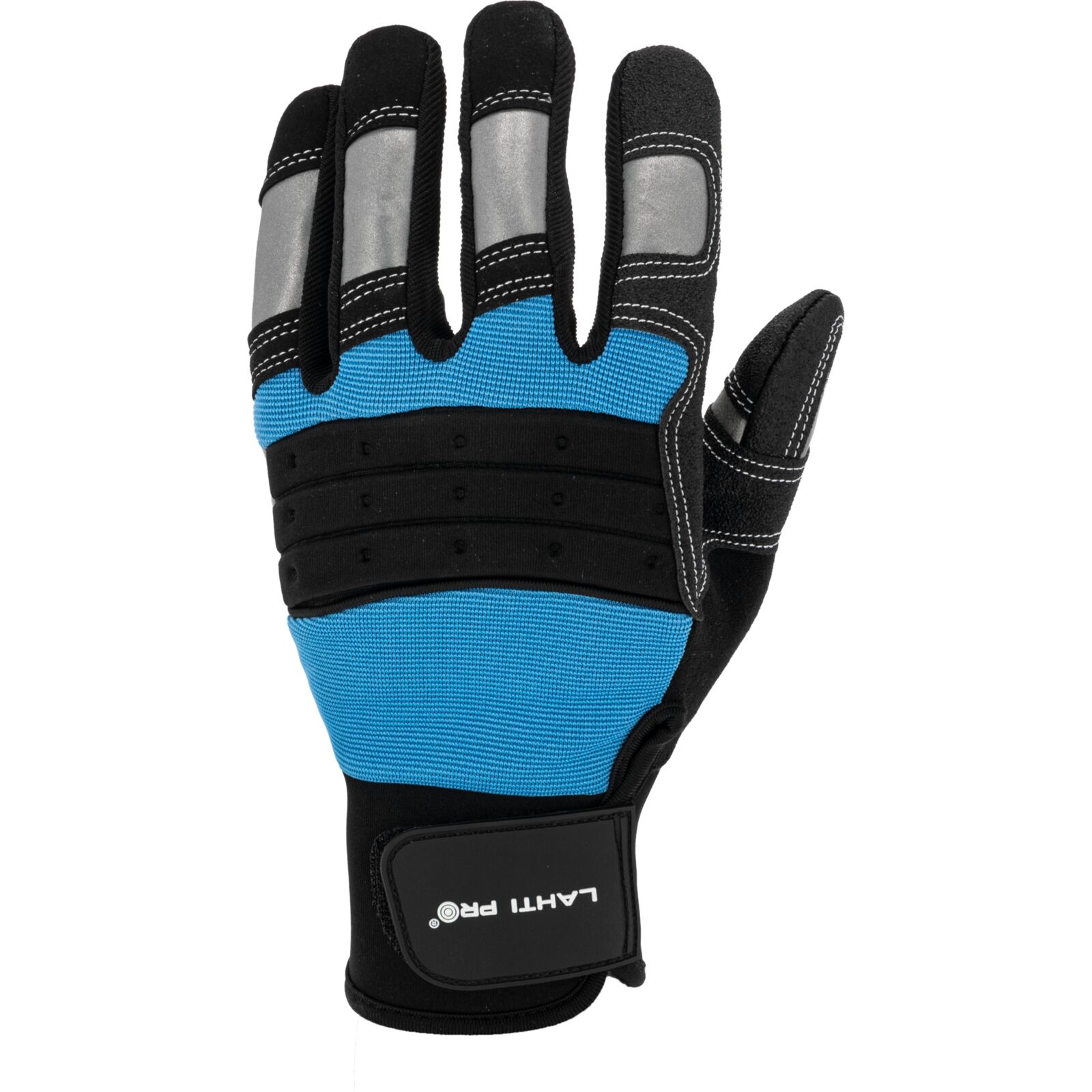 LahtiPro Handskar för mekaniker, st. 11, svart-blå, med reflex, spandex, PVC, CE, EN 420, LAHTI PRO L2807 - 6