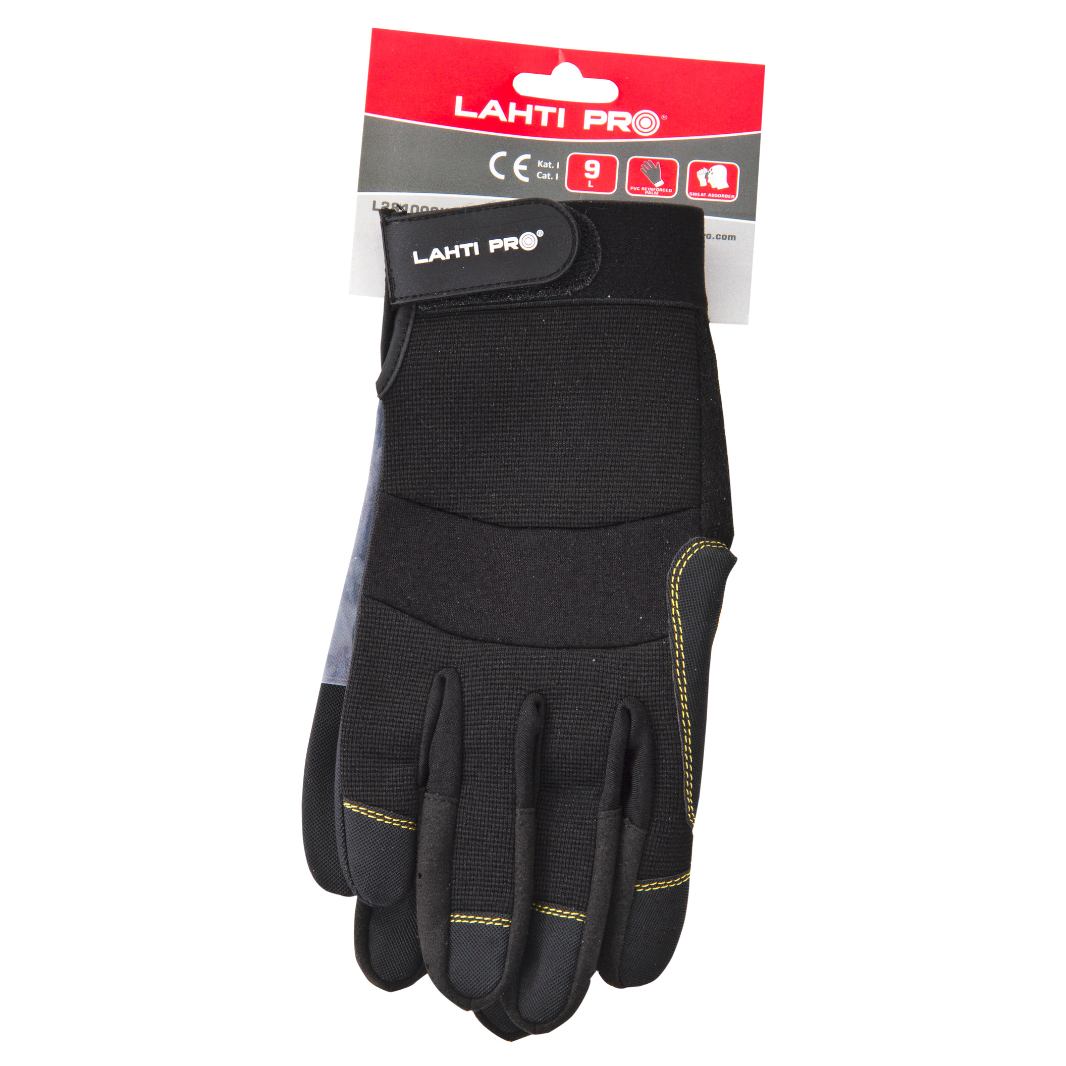LahtiPro Handskar för mekaniker, st. 9, svart syntetskinn, PVC, ventilerade, CE, EN 420, LAHTI PRO L2810 (Storlek (mm) : 10) - 6