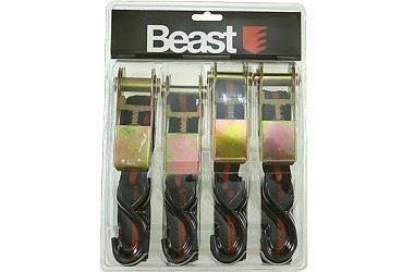 Beast 4 bagageremmar med krokar och spännmekanism, 3 m x 25 mm