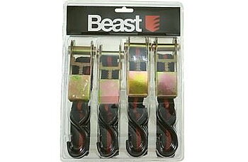 Beast 4 bagageremmar med krokar och spännmekanism, 3 m x 25 mm