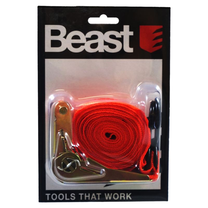 Beast Bagagerem med krokar och spännare, 5 m x 25 mm, 250 kg