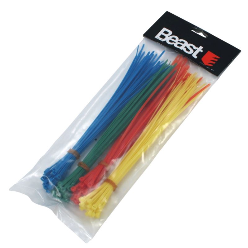 Beast Färgade kabelband nylon 200 x 2, 5 mm 120 st, mixade färger