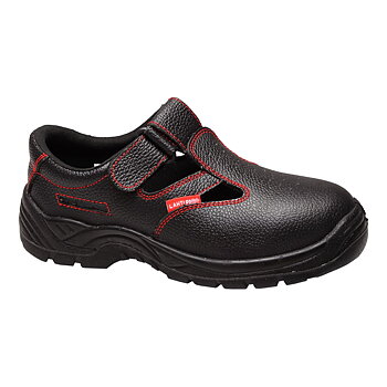 LahtiPro Sandals, No Toe Cap, Leather, Black, O1 Src, 40 , CE, LAHTI (Skostorlek : 44)