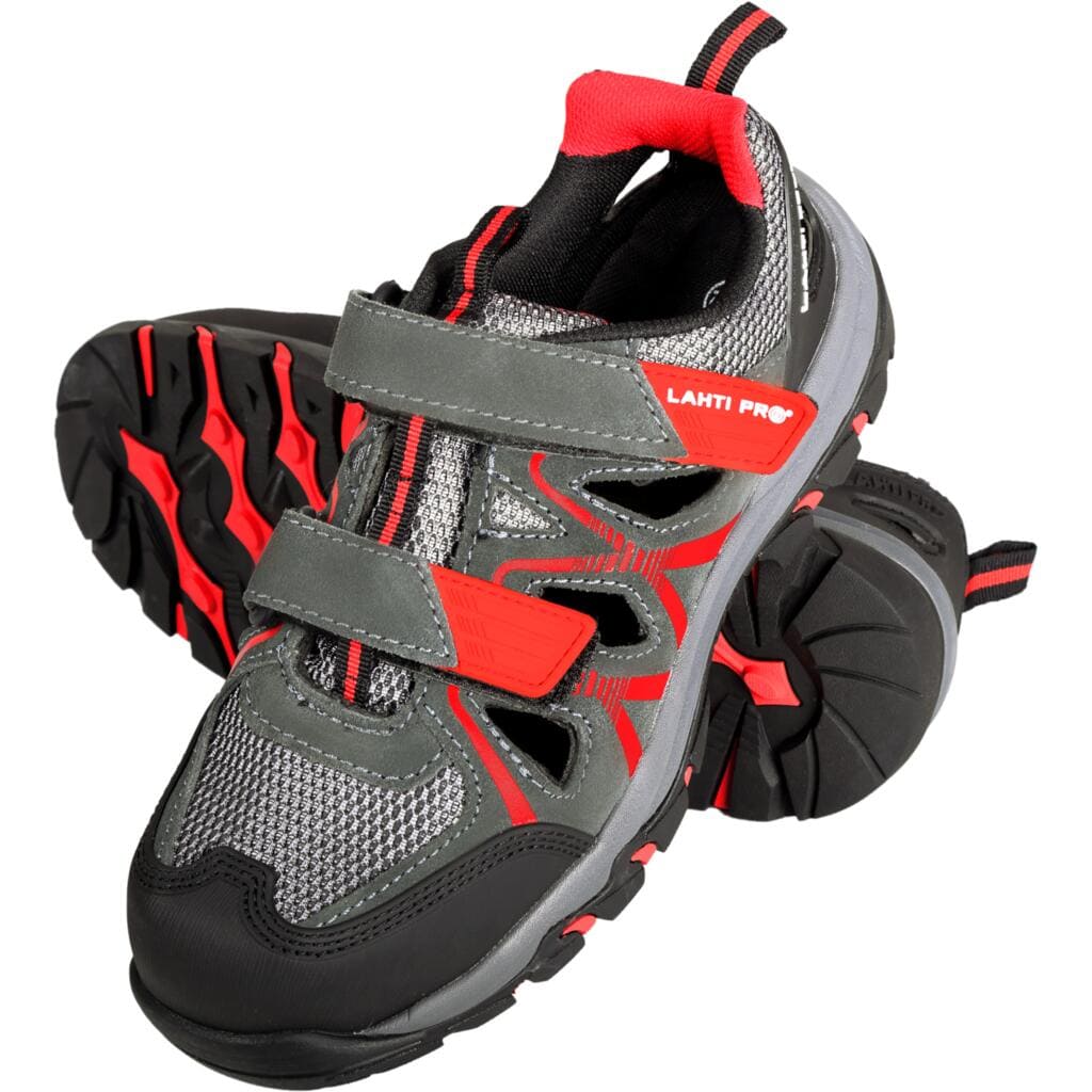 LahtiPro Sandaler, arbetsskor grå-röda, S1 SRA, CE, LAHTI (Skostorlek : 39)
