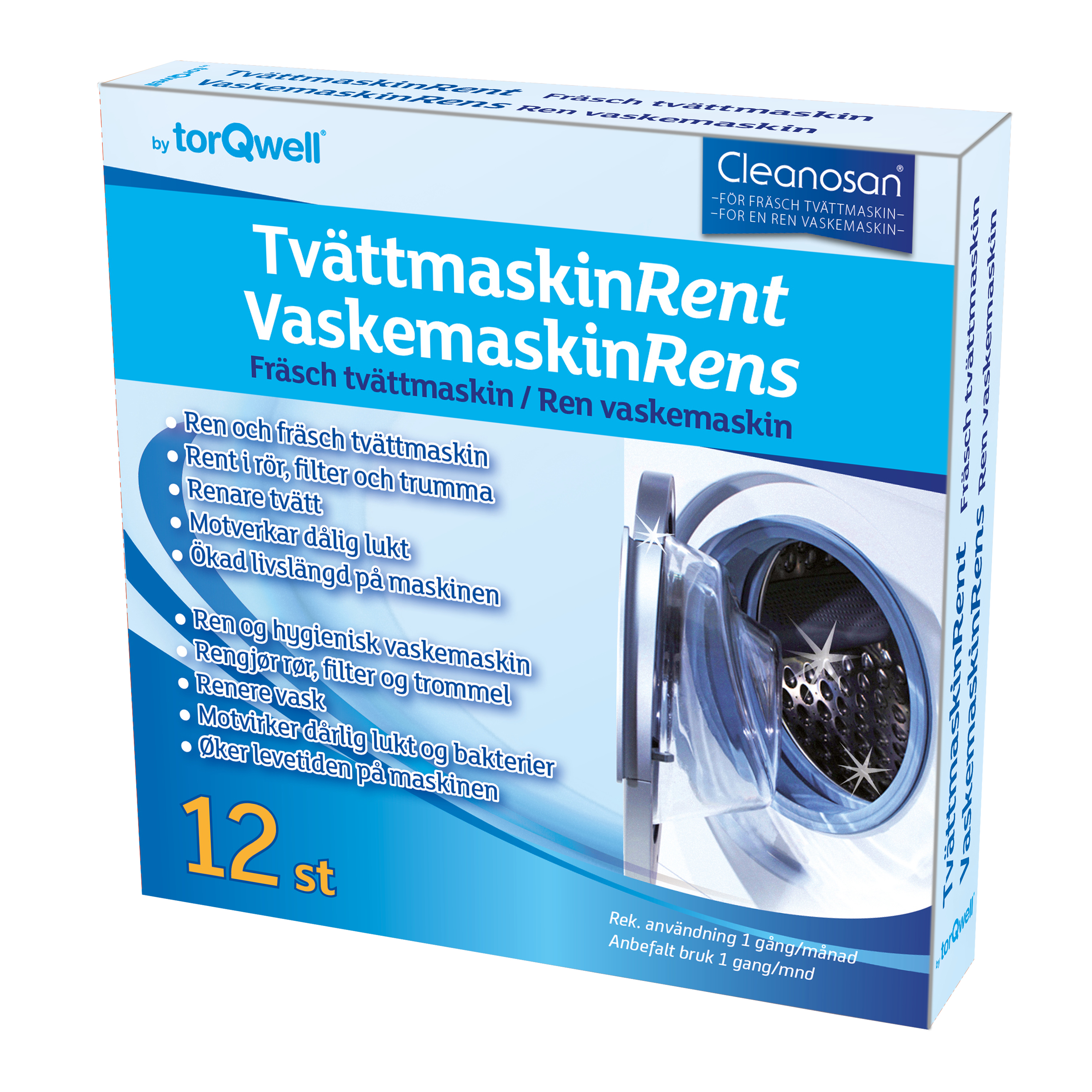 Cleanosan Tvättmaskinrent 12-Pack SV NO 1 ST
