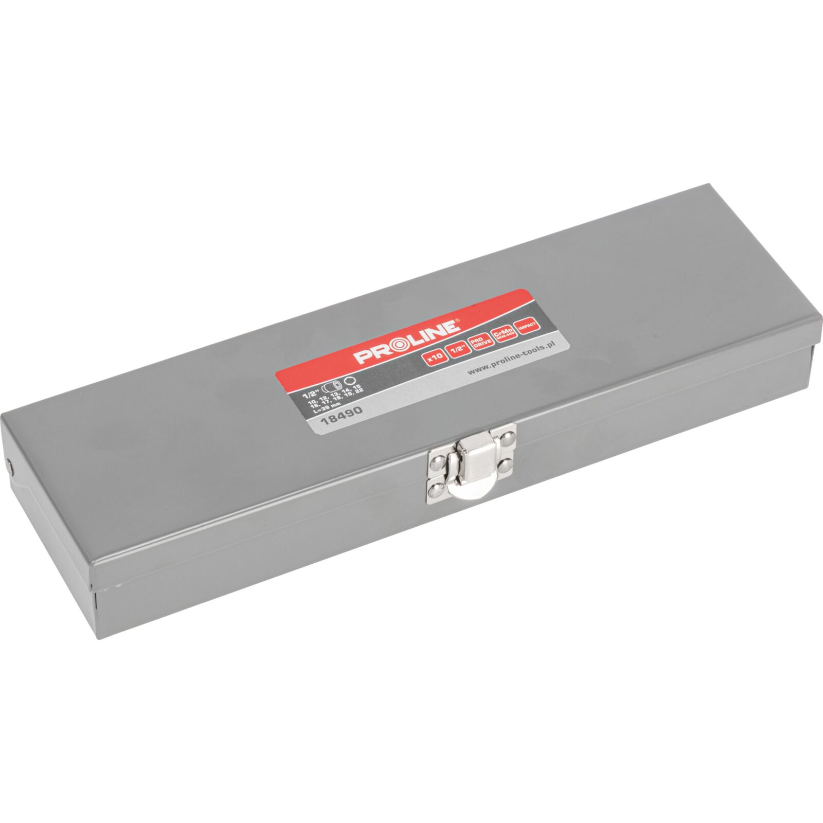 PROLINE TOOLS Krafthylssats 10st, 1/2, 10-22 mm, Cr-Mo, Metallåda, Proline - 4