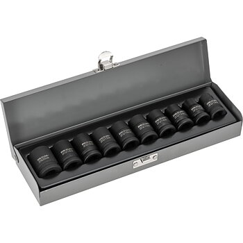 PROLINE TOOLS Krafthylssats 10st, 1/2, 10-22 mm, Cr-Mo, Metallåda, Proline