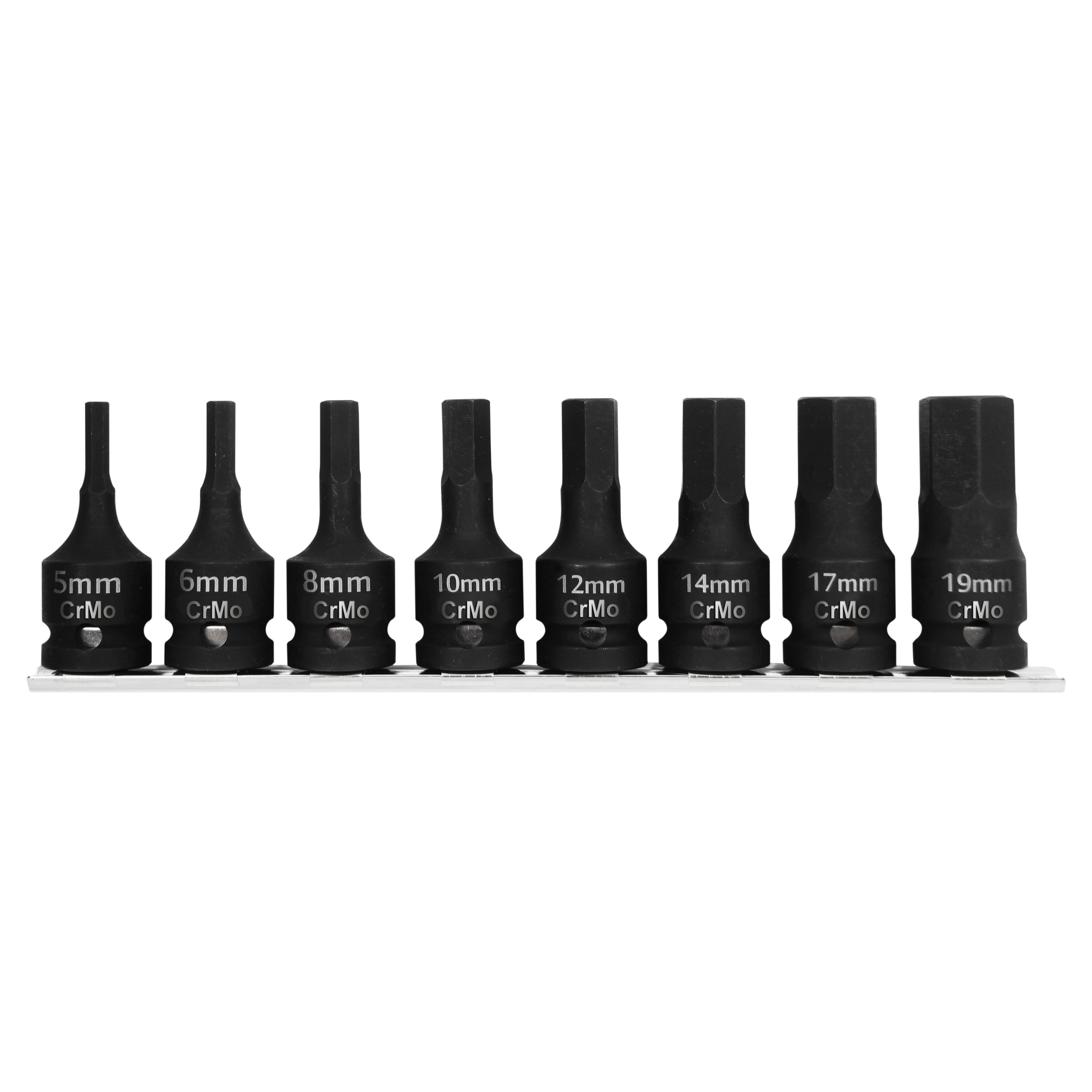 PROLINE TOOLS Bits, slaghylsa HEX 1/2, 8 st, 5-19 mm, Proline