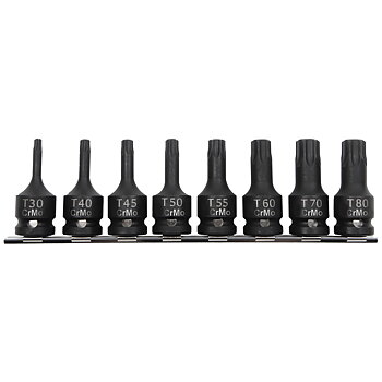 PROLINE TOOLS Bits, slaghylsa TORX 1/2, sats 8st T30-T80, Proline