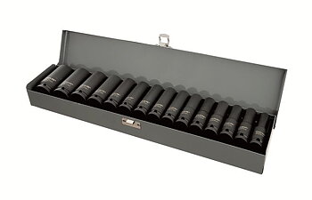 PROLINE TOOLS Krafthylssats 11st. långa (slaghylsor) 1/2, 10-24 mm, l=78 mm, CrMo, metallåda, Proline